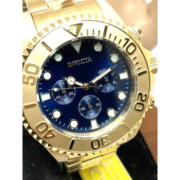 Invicta Men's Watch 36974 Pro Diver Quartz Chronograph Gold Steel Blue Dial 47mm - Picture 14 of 15